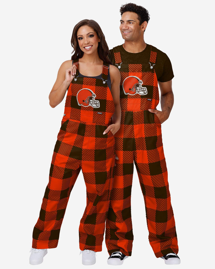 Cleveland Browns Womens Plaid Bib Overalls FOCO - FOCO.com