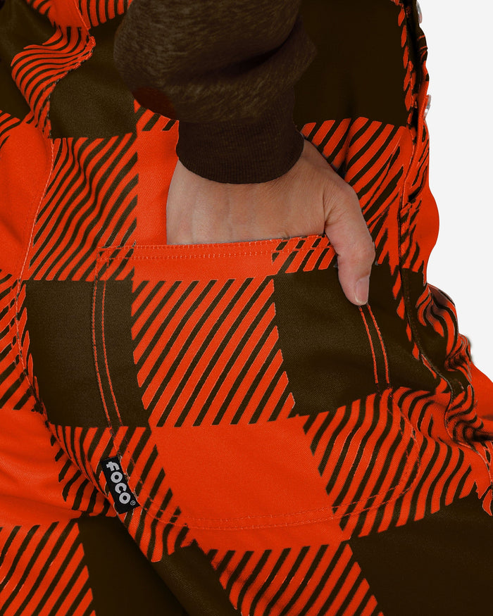 Cleveland Browns Womens Plaid Bib Overalls FOCO - FOCO.com