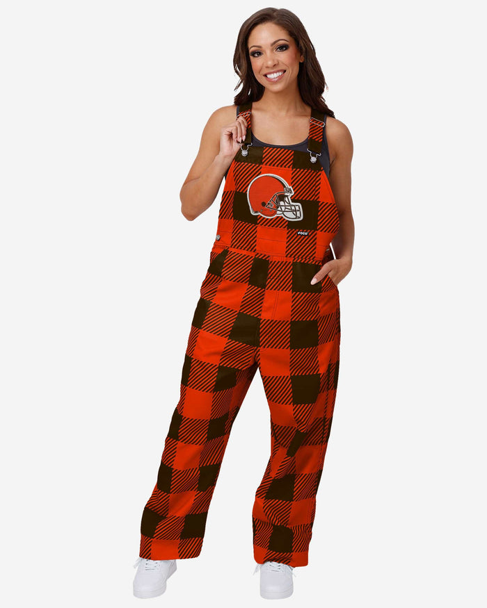 Cleveland Browns Womens Plaid Bib Overalls FOCO XS - FOCO.com