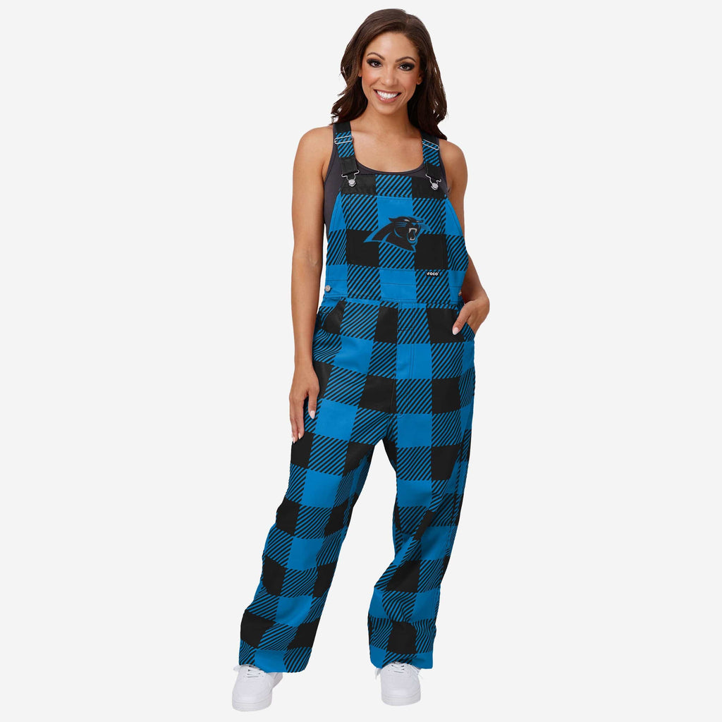 Carolina Panthers Womens Plaid Bib Overalls FOCO XS - FOCO.com