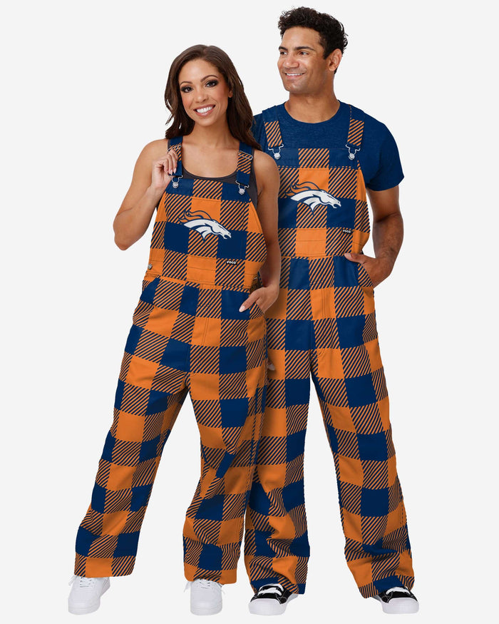 Denver Broncos Womens Plaid Bib Overalls FOCO - FOCO.com