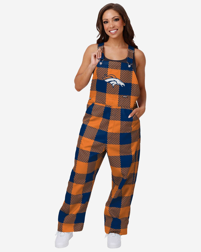 Denver Broncos Womens Plaid Bib Overalls FOCO XS - FOCO.com