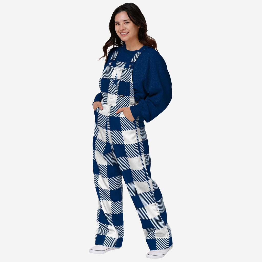 Dallas Cowboys Womens Plaid Bib Overalls FOCO XS - FOCO.com