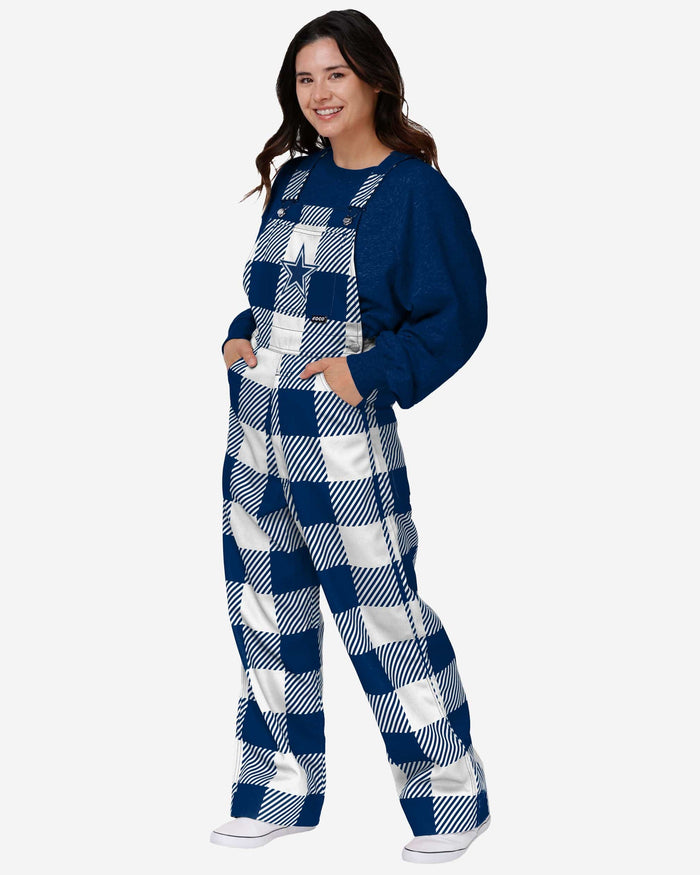 Dallas Cowboys Womens Plaid Bib Overalls FOCO XS - FOCO.com