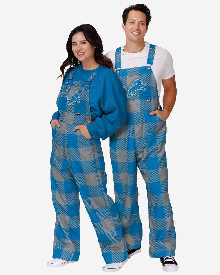 Detroit Lions Womens Plaid Bib Overalls FOCO - FOCO.com