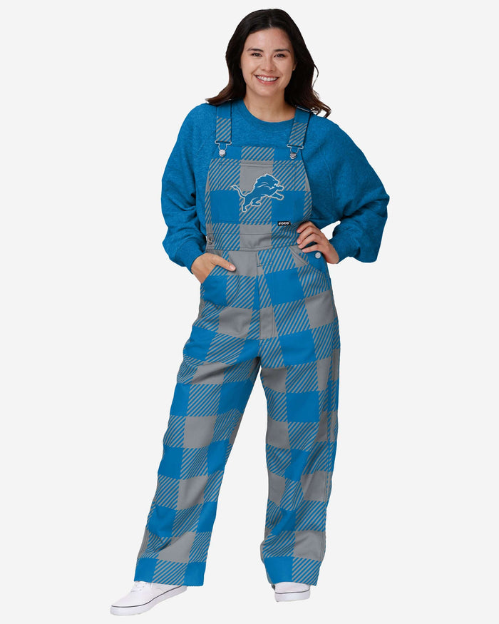 Detroit Lions Womens Plaid Bib Overalls FOCO XS - FOCO.com