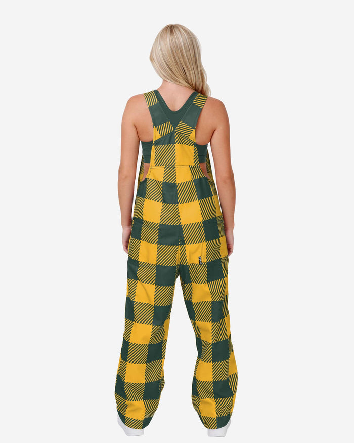 Green Bay Packers Womens Plaid Bib Overalls FOCO - FOCO.com