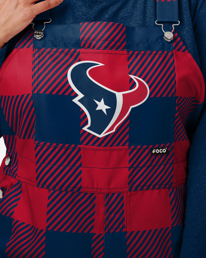 Houston Texans Womens Plaid Bib Overalls FOCO - FOCO.com