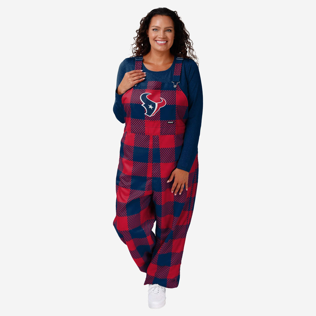 Houston Texans Womens Plaid Bib Overalls FOCO XS - FOCO.com