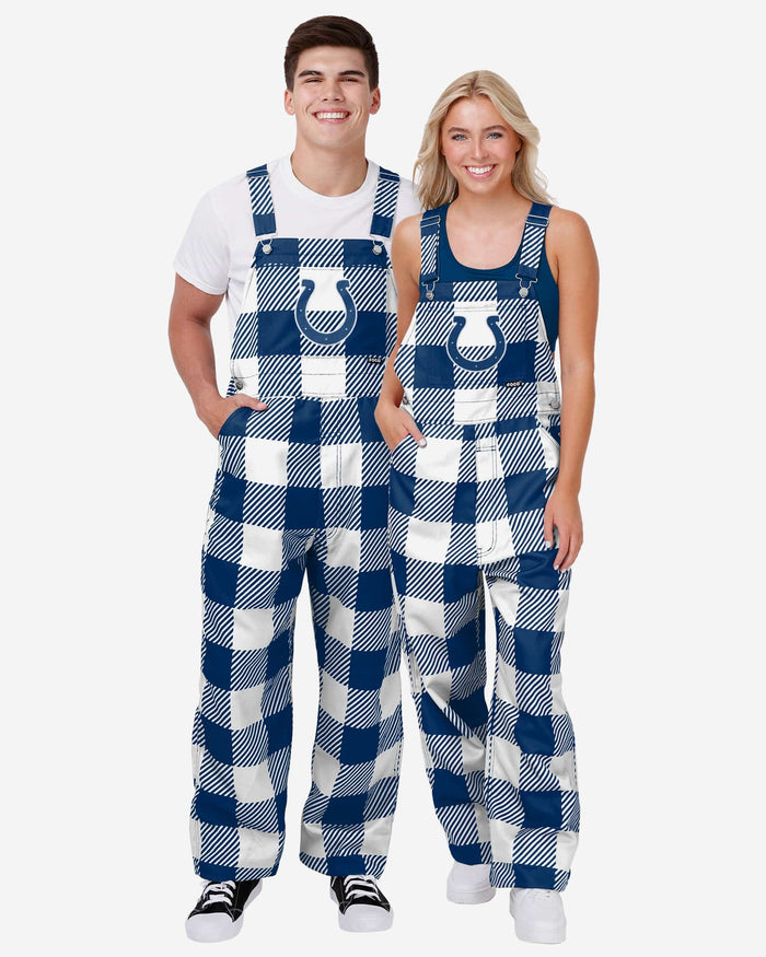 Indianapolis Colts Womens Plaid Bib Overalls FOCO - FOCO.com