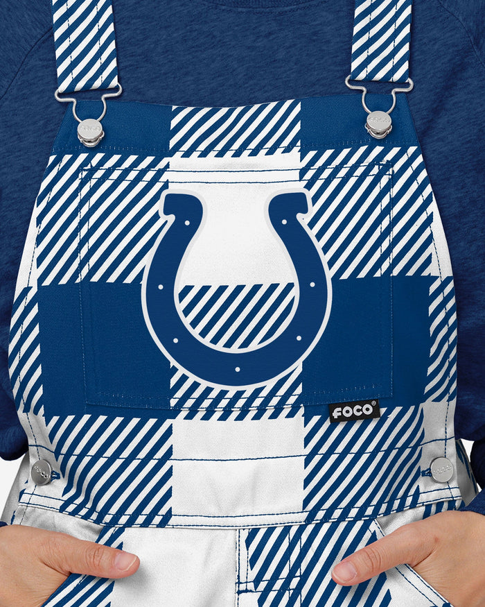 Indianapolis Colts Womens Plaid Bib Overalls FOCO - FOCO.com