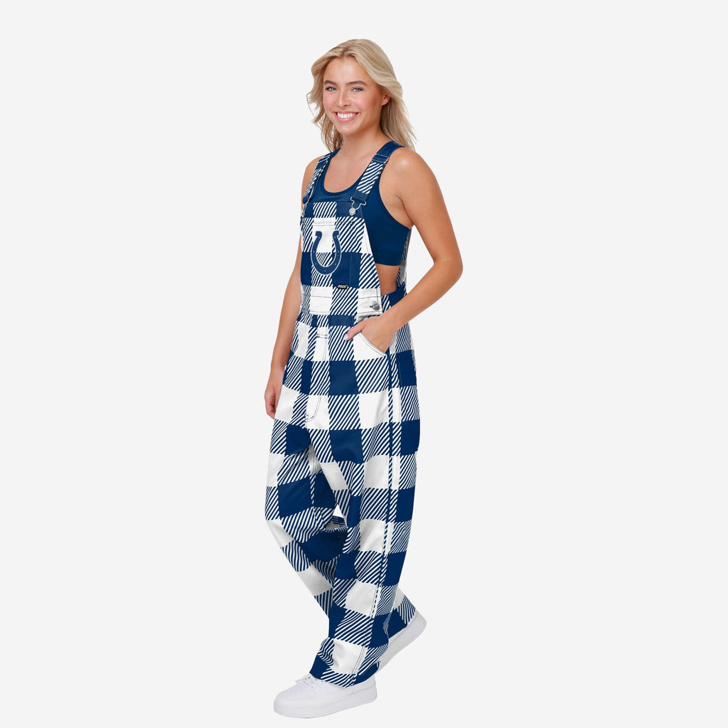 Indianapolis Colts Womens Plaid Bib Overalls FOCO XS - FOCO.com