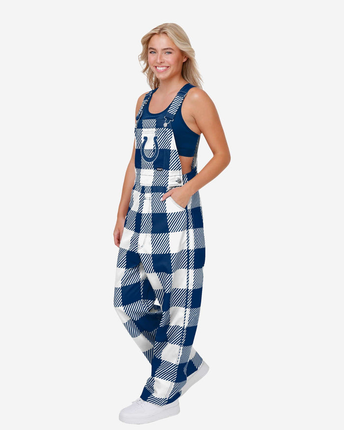 Indianapolis Colts Womens Plaid Bib Overalls FOCO XS - FOCO.com