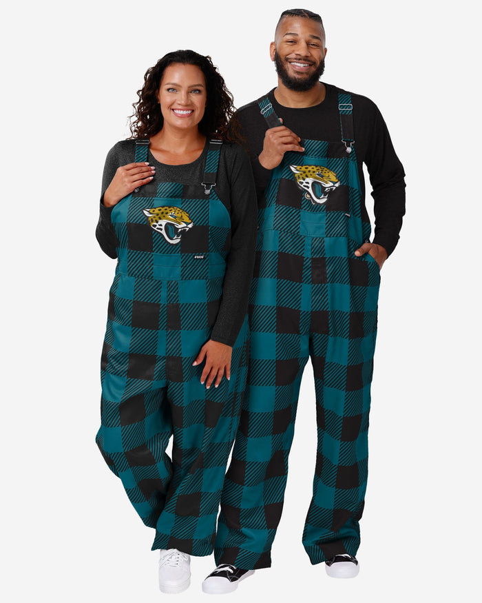 Jacksonville Jaguars Womens Plaid Bib Overalls FOCO - FOCO.com