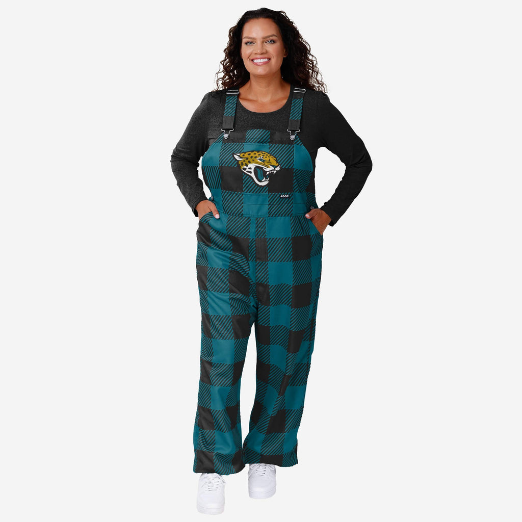 Jacksonville Jaguars Womens Plaid Bib Overalls FOCO XS - FOCO.com