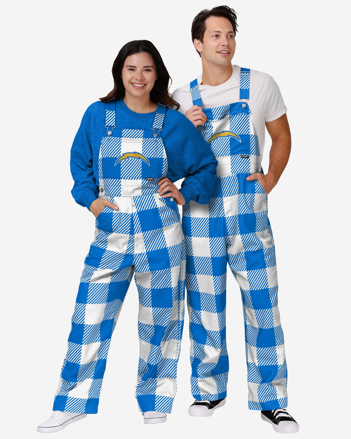 Los Angeles Chargers Womens Plaid Bib Overalls FOCO - FOCO.com