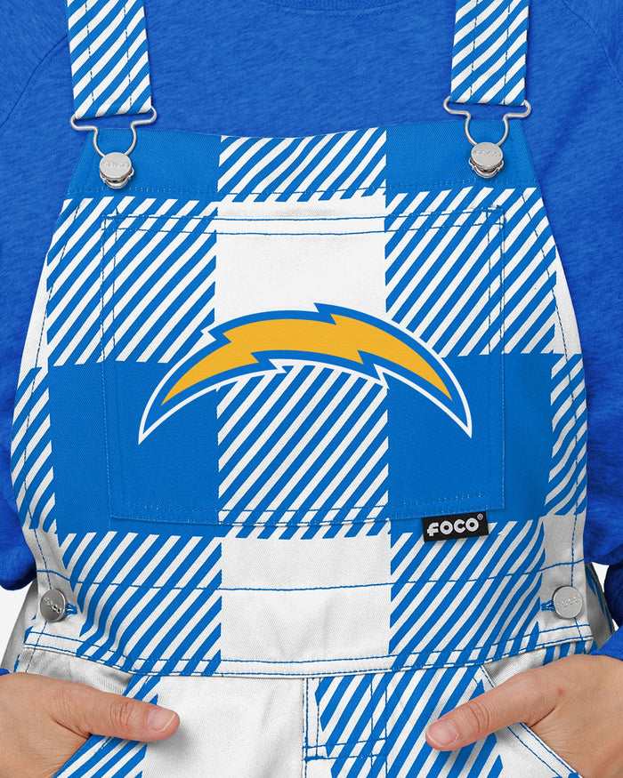 Los Angeles Chargers Womens Plaid Bib Overalls FOCO - FOCO.com