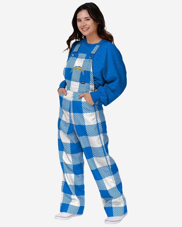 Los Angeles Chargers Womens Plaid Bib Overalls FOCO XS - FOCO.com