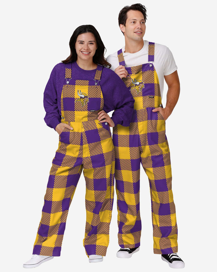 Minnesota Vikings Womens Plaid Bib Overalls FOCO - FOCO.com