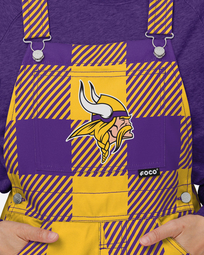 Minnesota Vikings Womens Plaid Bib Overalls FOCO - FOCO.com