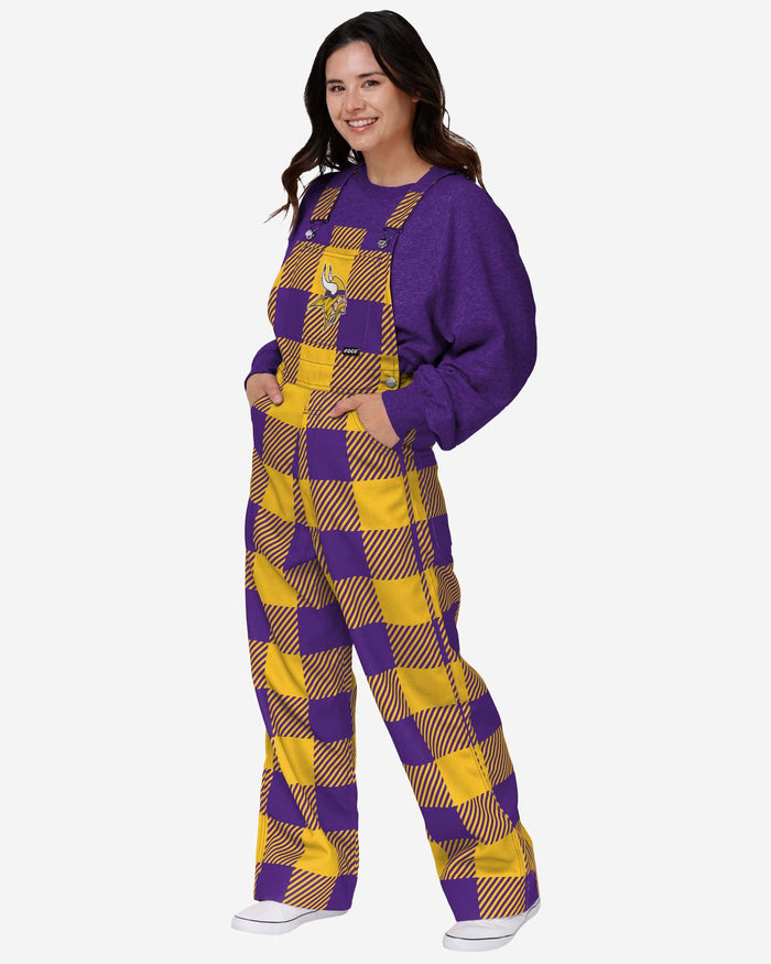 Minnesota Vikings Womens Plaid Bib Overalls FOCO XS - FOCO.com