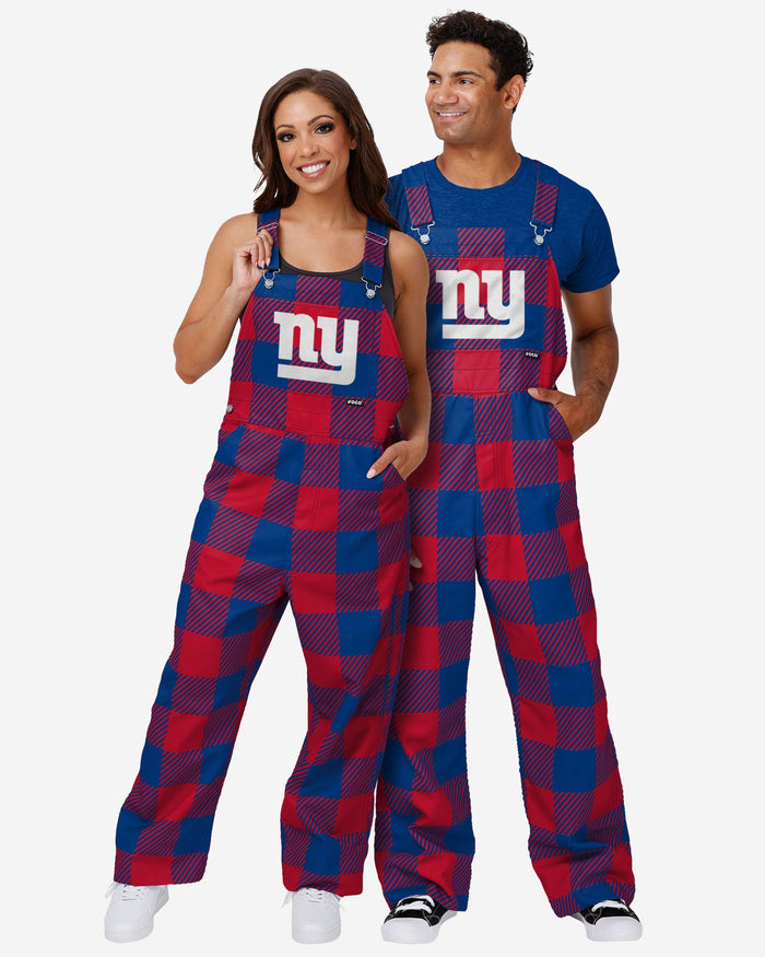 New York Giants Womens Plaid Bib Overalls FOCO - FOCO.com