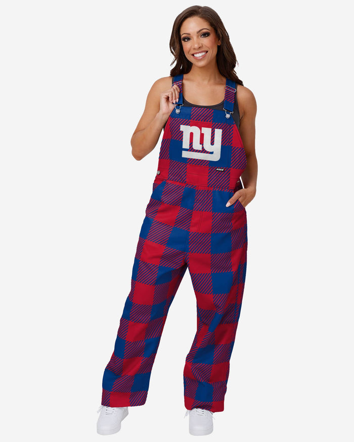 New York Giants Womens Plaid Bib Overalls FOCO XS - FOCO.com