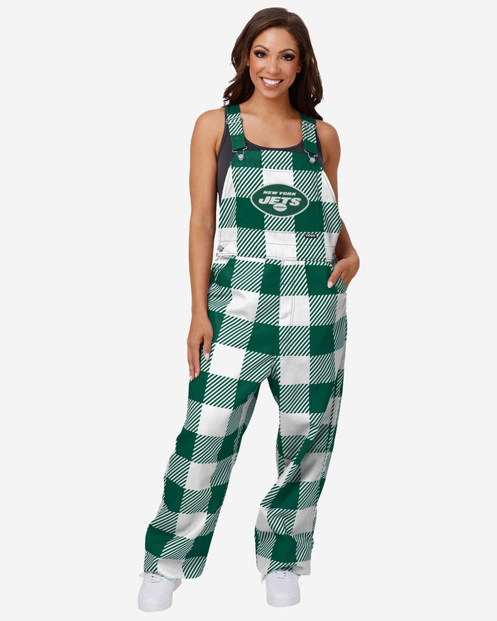 New York Jets Womens Plaid Bib Overalls FOCO XS - FOCO.com