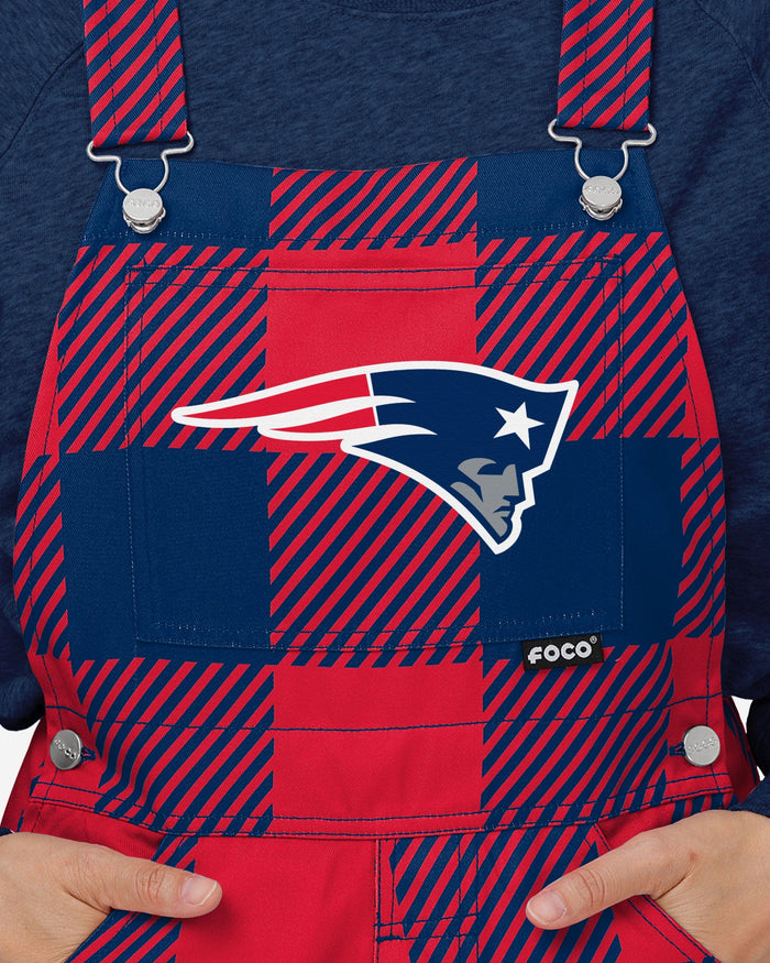 New England Patriots Womens Plaid Bib Overalls FOCO - FOCO.com