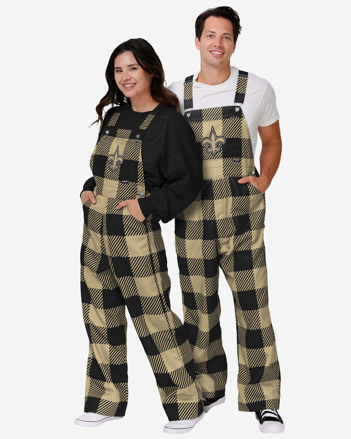 New Orleans Saints Womens Plaid Bib Overalls FOCO - FOCO.com