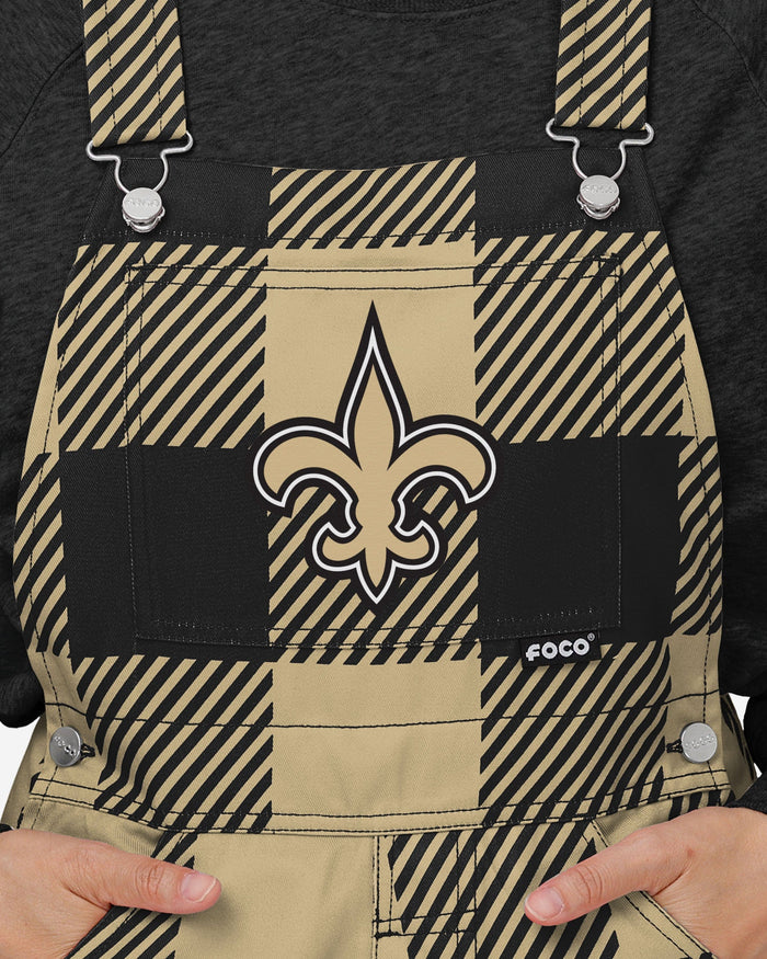 New Orleans Saints Womens Plaid Bib Overalls FOCO - FOCO.com