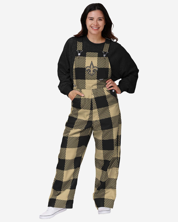 New Orleans Saints Womens Plaid Bib Overalls FOCO XS - FOCO.com