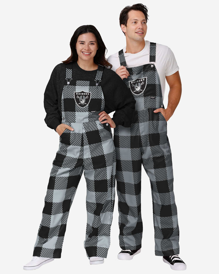 Las Vegas Raiders Womens Plaid Bib Overalls FOCO - FOCO.com