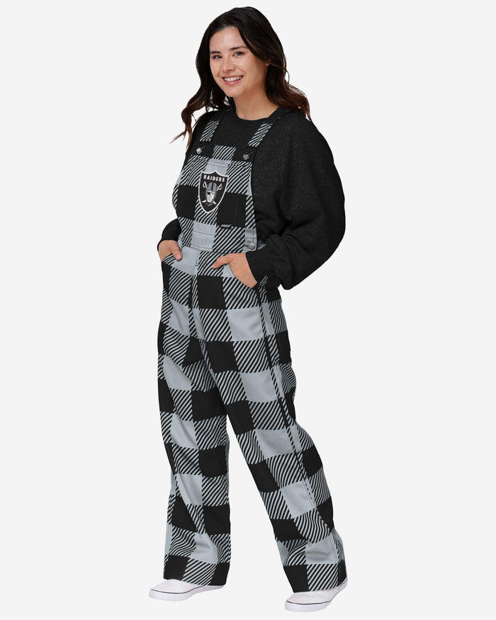 Las Vegas Raiders Womens Plaid Bib Overalls FOCO XS - FOCO.com