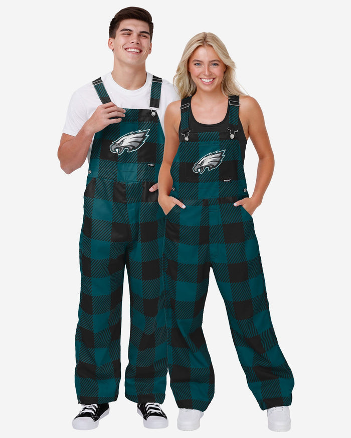 Philadelphia Eagles Womens Plaid Bib Overalls FOCO - FOCO.com