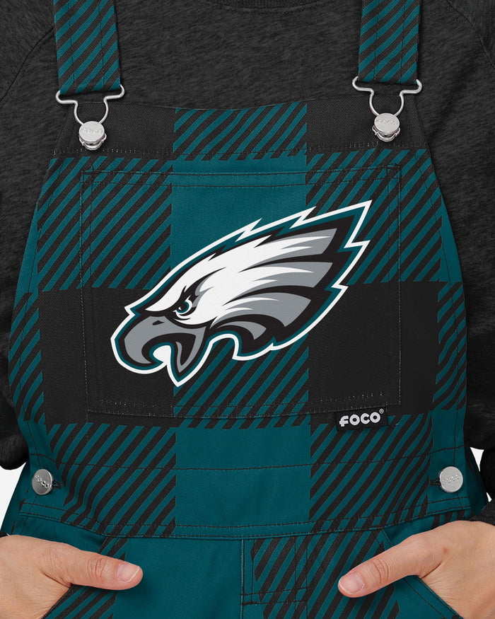 Philadelphia Eagles Womens Plaid Bib Overalls FOCO - FOCO.com