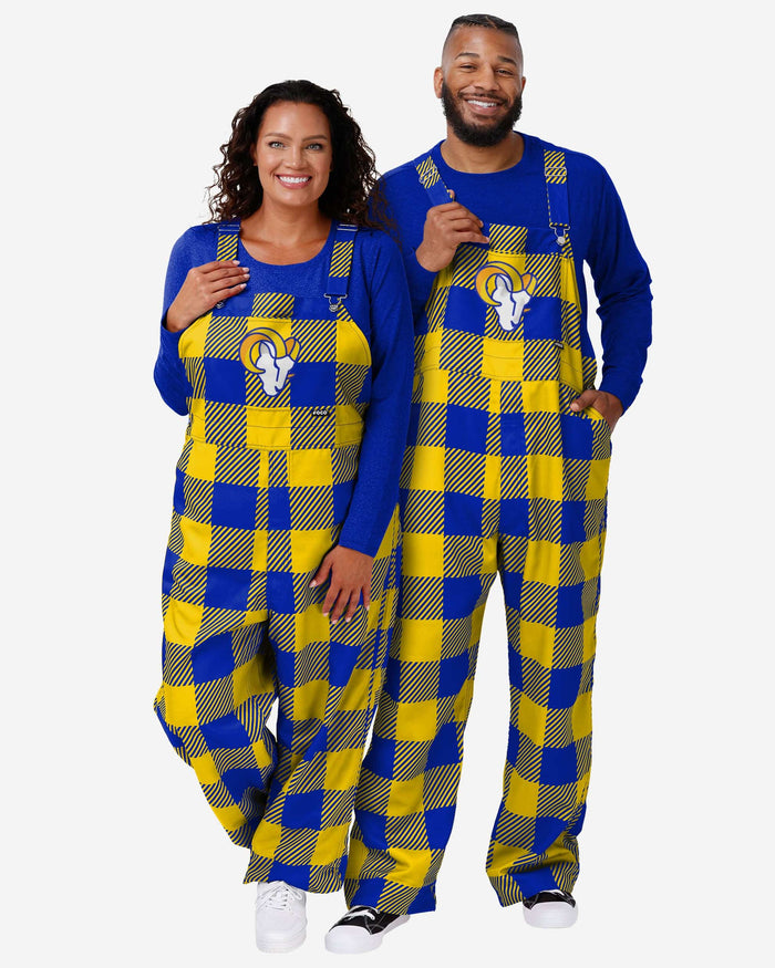 Los Angeles Rams Womens Plaid Bib Overalls FOCO - FOCO.com