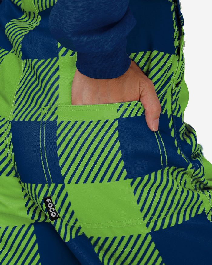 Seattle Seahawks Womens Plaid Bib Overalls FOCO - FOCO.com