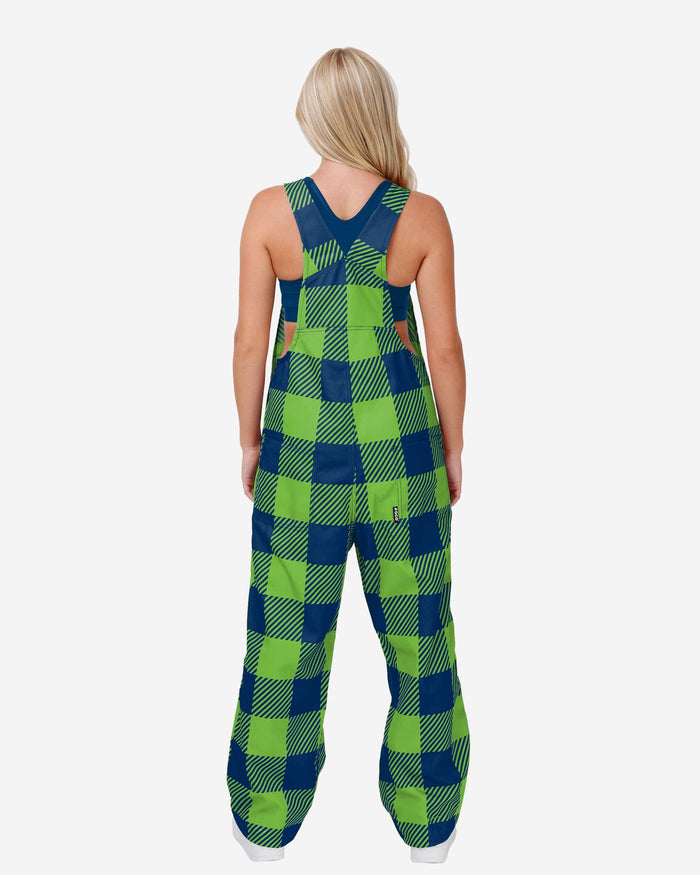 Seattle Seahawks Womens Plaid Bib Overalls FOCO - FOCO.com