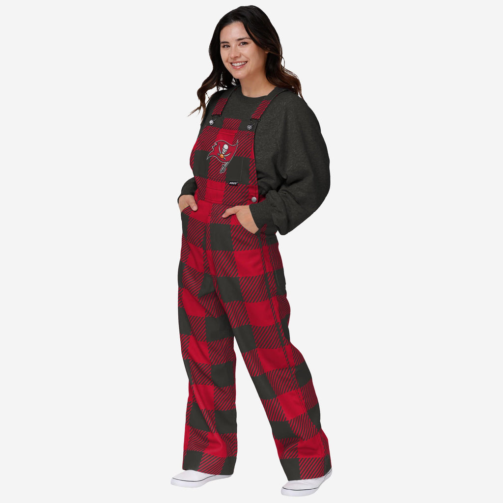 Tampa Bay Buccaneers Womens Plaid Bib Overalls FOCO XS - FOCO.com