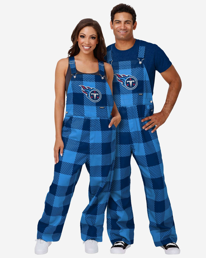 Tennessee Titans Womens Plaid Bib Overalls FOCO - FOCO.com