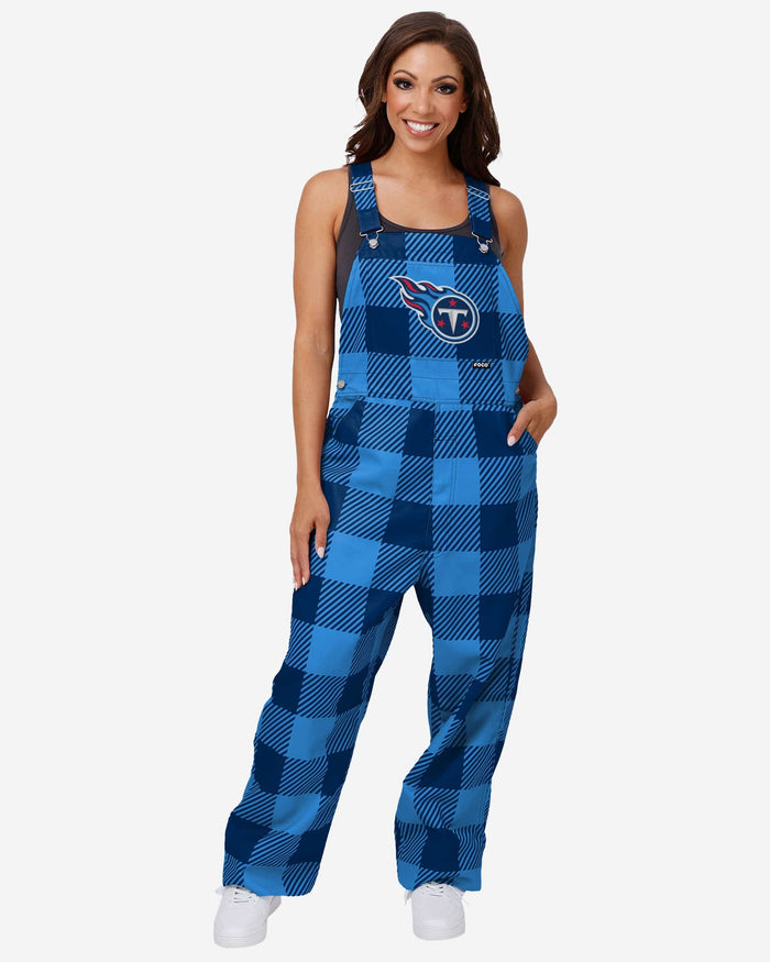 Tennessee Titans Womens Plaid Bib Overalls FOCO XS - FOCO.com