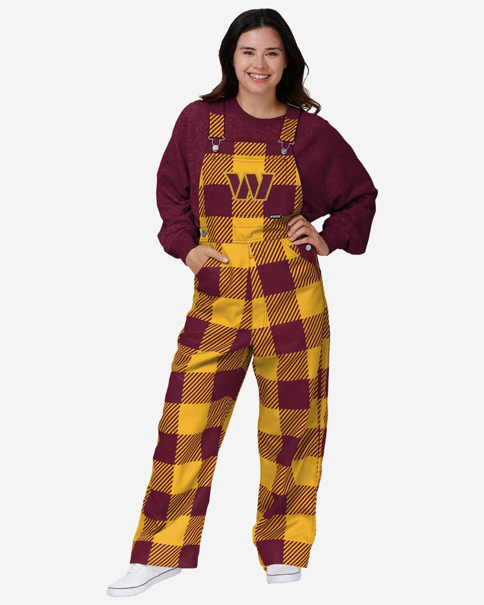 Washington Commanders Womens Plaid Bib Overalls FOCO XS - FOCO.com