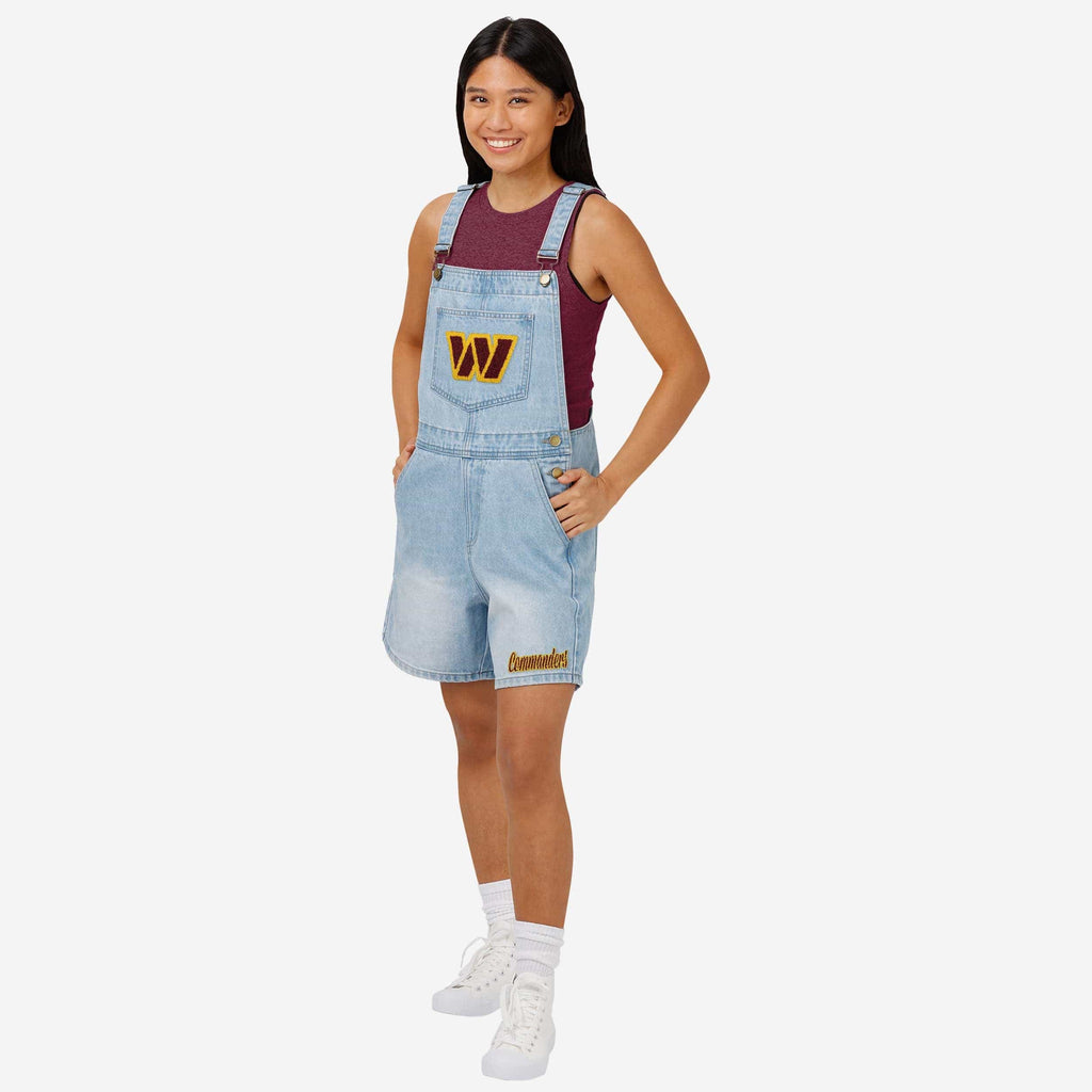 Washington Commanders Womens Big Logo Denim Bib Shortalls FOCO XS - FOCO.com