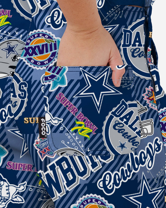 Dallas Cowboys Womens Historic Print Bib Overalls FOCO - FOCO.com