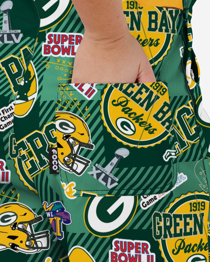 Green Bay Packers Womens Historic Print Bib Overalls FOCO - FOCO.com