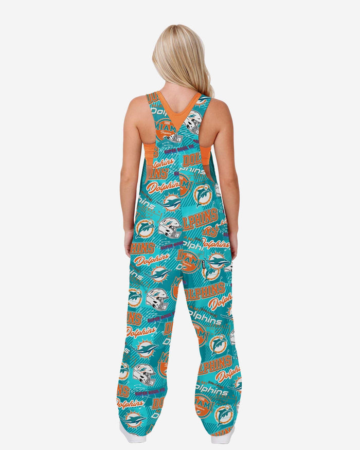 Miami Dolphins Womens Historic Print Bib Overalls FOCO - FOCO.com