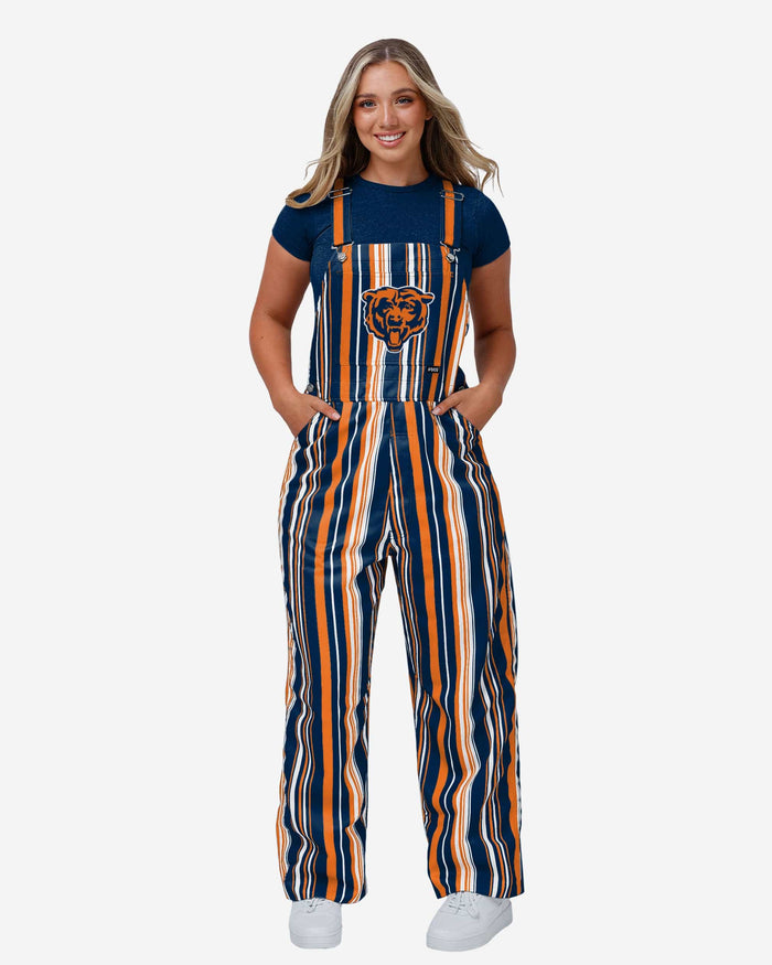 Chicago Bears Womens Hyper Stripe Bib Overalls FOCO XS - FOCO.com