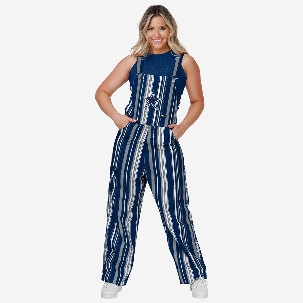 Dallas Cowboys Womens Hyper Stripe Bib Overalls FOCO XS - FOCO.com