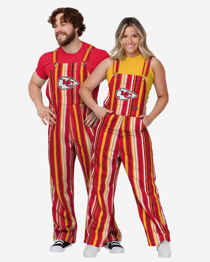 Kansas City Chiefs Womens Hyper Stripe Bib Overalls FOCO - FOCO.com